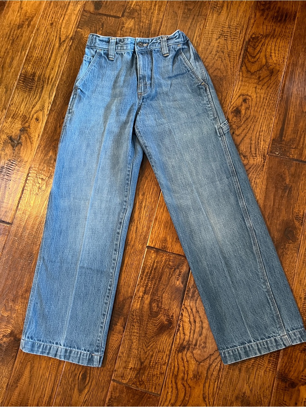 Old Navy Loose Painter Cargo Light Blue Straight-Leg Kids Jeans 14 Regular